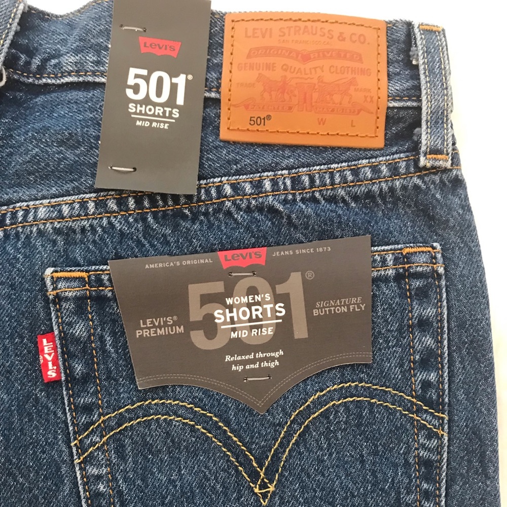 LEVI’S 501 Indigo Mid Rise Cutoff Jean Shorts - Picture 8 of 8